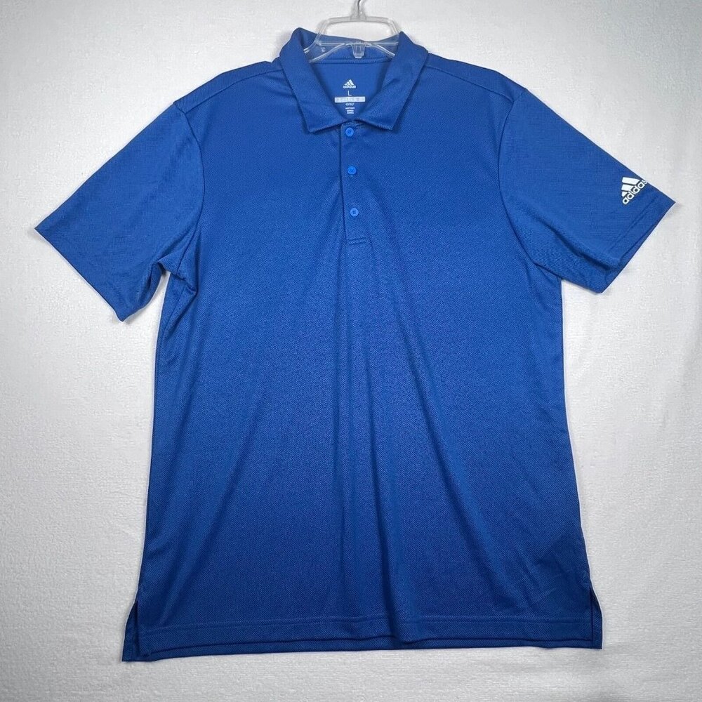 Adidas Men's LG Golf Performance Blue Polo‎ Shirt Golf Tonal Check UPF50